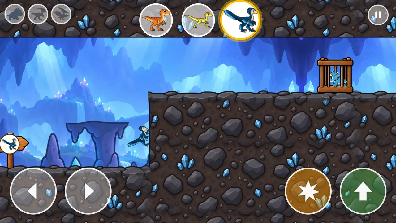 The Ankylosaurus smashing a rockfall in the rocky caves