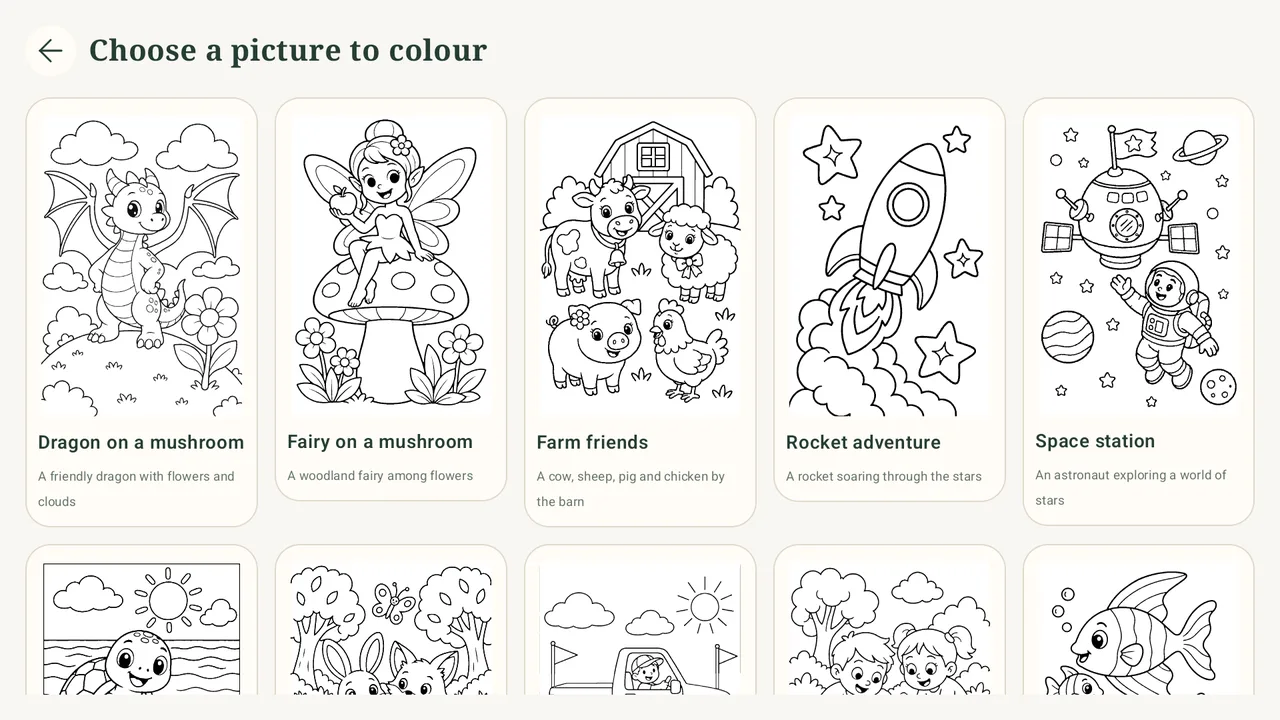 Choosing a ready-made picture to colour